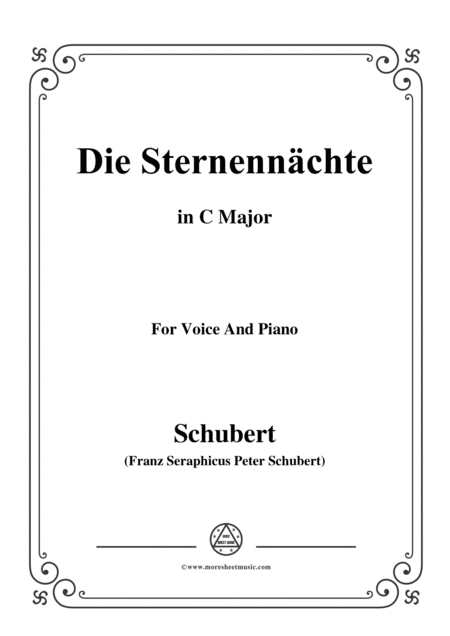 Schubert Die Sternennchte Op 165 No 2 In C Major For Voice Piano Sheet Music