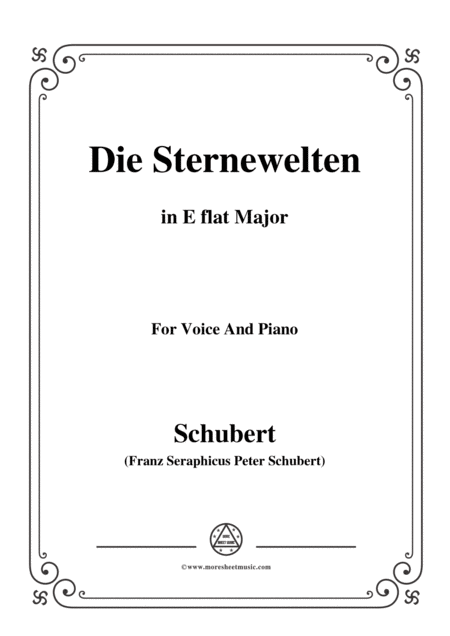 Schubert Die Sternenwelten In E Flat Major For Voice Piano Sheet Music