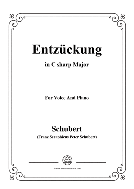 Schubert Entzckung In C Sharp Major For Voice Piano Sheet Music