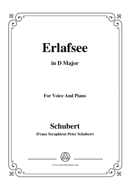 Schubert Erlafsee Op 8 No 3 In D Major For Voice Piano Sheet Music