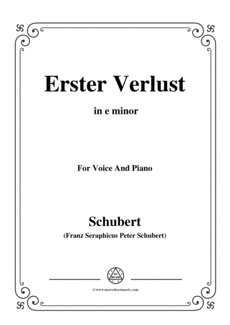 Schubert Erster Verlust In E Minor For Voice And Piano Sheet Music