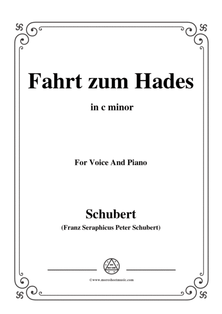 Free Sheet Music Schubert Fahrt Zum Hades In C Minor D 526 For Voice And Piano