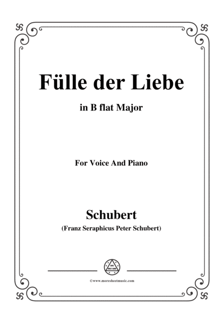 Schubert Flle Der Liebe In B Flat Major For Voice And Piano Sheet Music