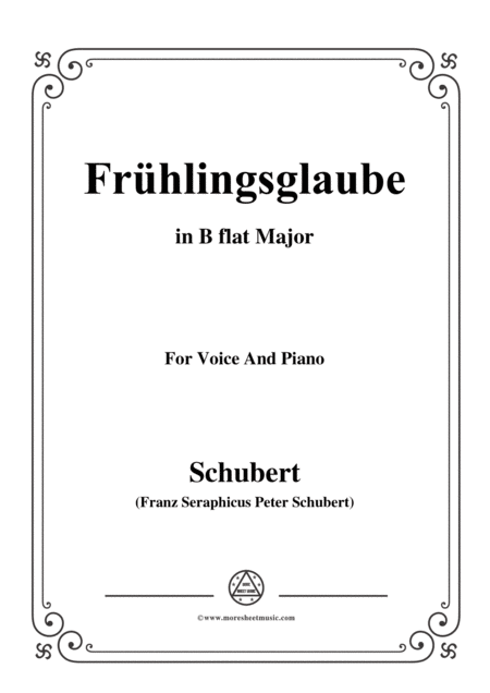 Schubert Frhlingsglaube In B Flat Major For Voice And Piano Sheet Music