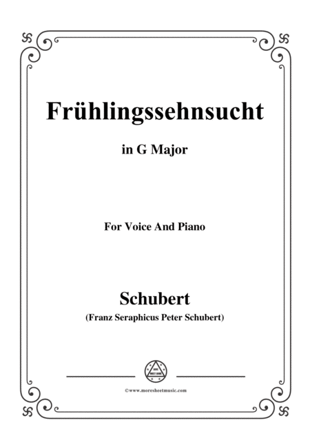 Free Sheet Music Schubert Frhlingssehnsucht In G Major For Voice Piano