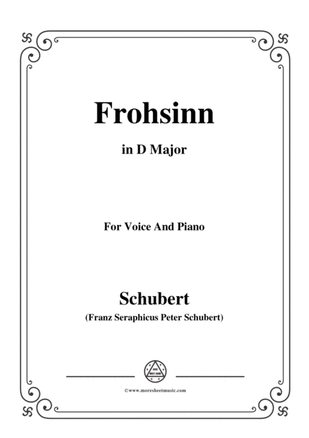 Free Sheet Music Schubert Frohsinn Cheerfulness D 520 In D Major For Voice Piano