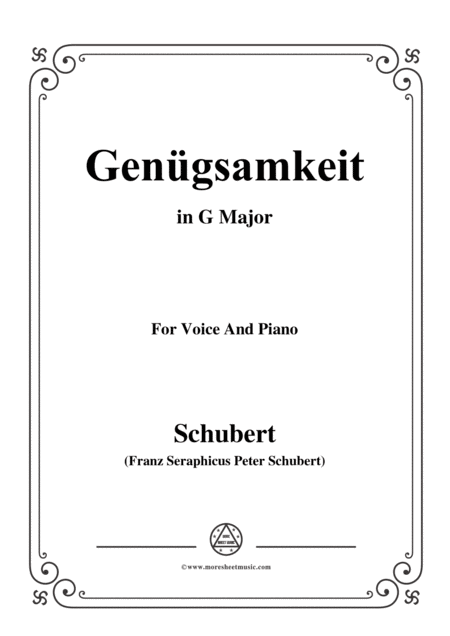 Free Sheet Music Schubert Gengsamkeit In G Major Op 109 No 2 For Voice And Piano