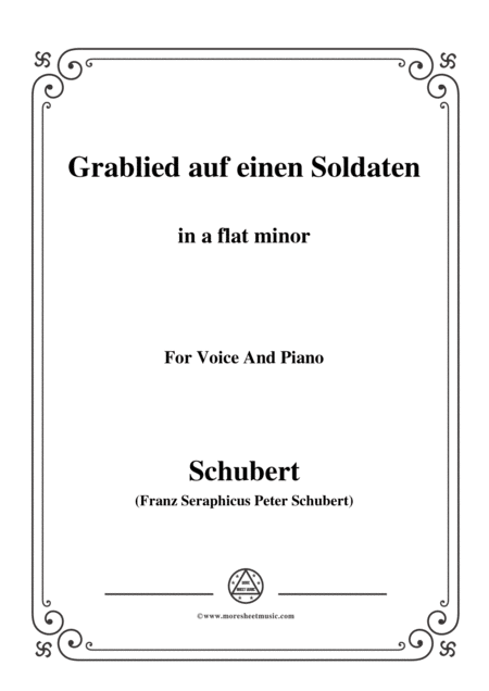 Schubert Grablied Auf Einen Soldaten In A Flat Minor For Voice Piano Sheet Music