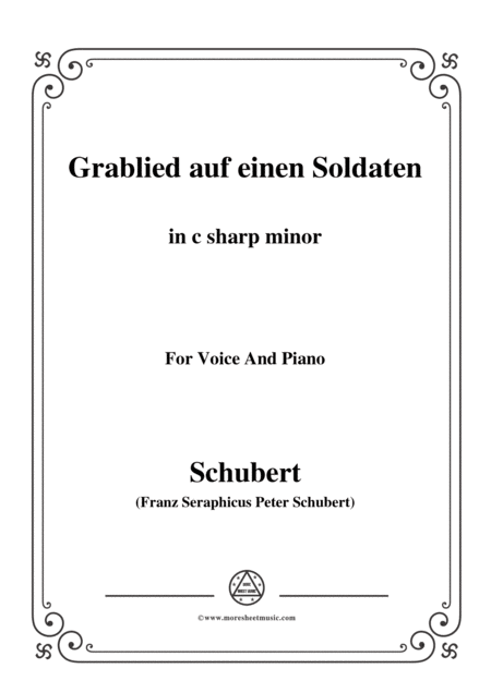 Schubert Grablied Auf Einen Soldaten In C Sharp Minor For Voice Piano Sheet Music