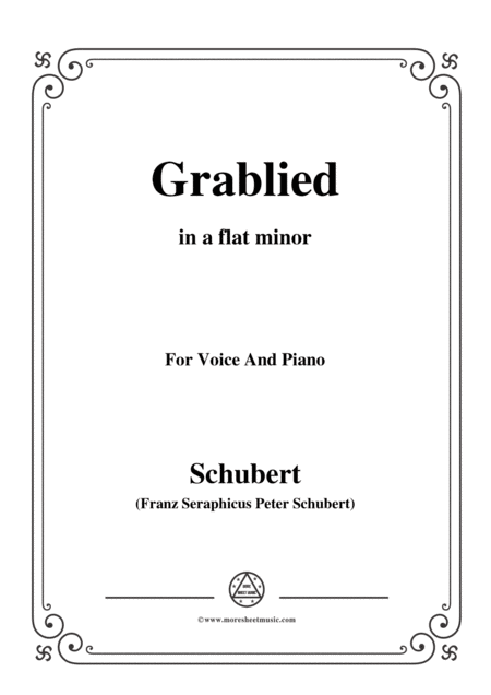 Schubert Grablied In A Flat Minor D 218 For Voice And Piano Sheet Music