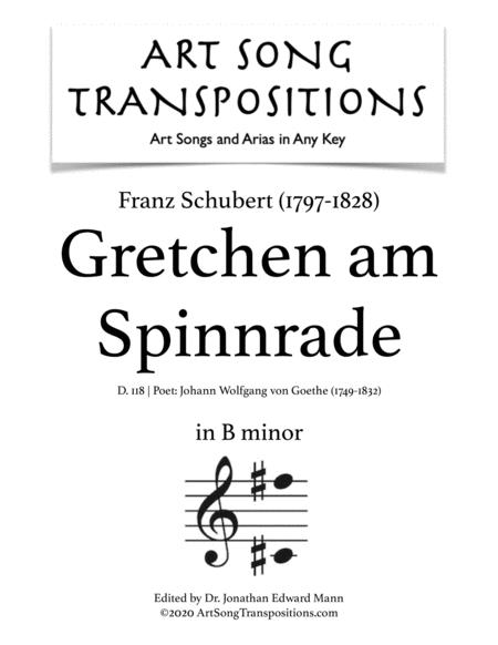 Free Sheet Music Schubert Gretchen Am Spinnrade D 118 Transposed To B Minor