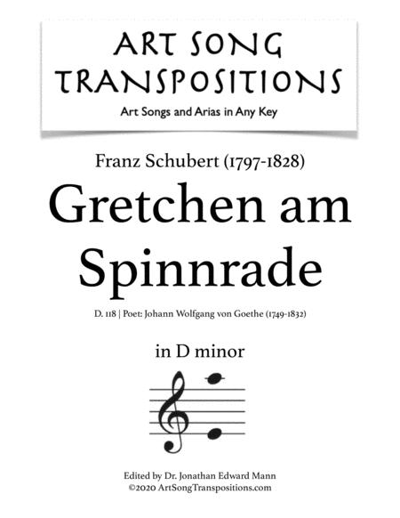 Free Sheet Music Schubert Gretchen Am Spinnrade D 118 Transposed To D Minor