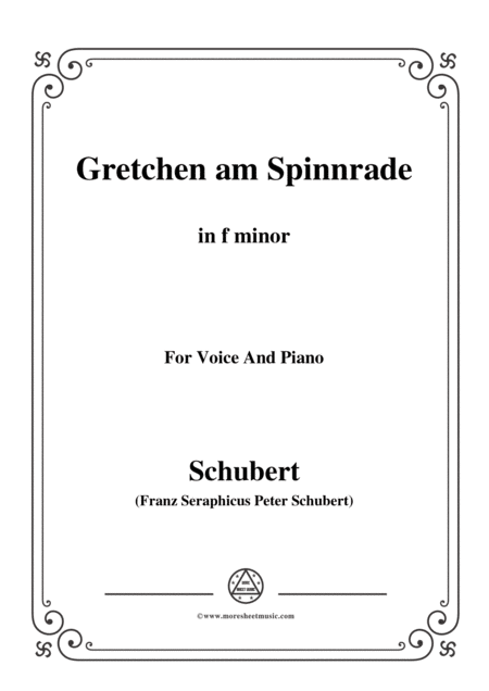 Free Sheet Music Schubert Gretchen Am Spinnrade In F Minor For Voice And Piano