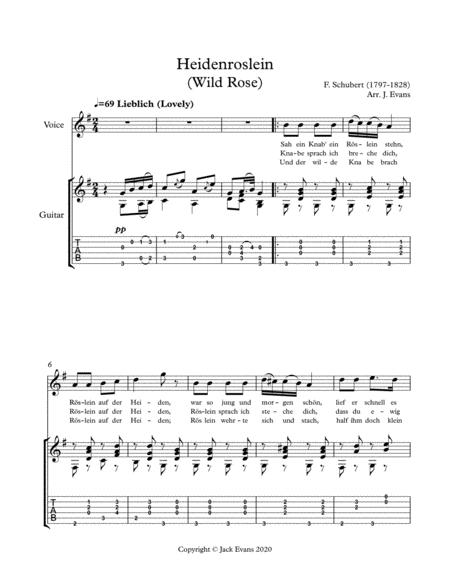 Free Sheet Music Schubert Heidenroslein For Voice And Guitar