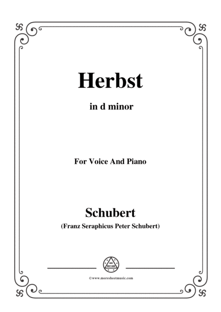 Free Sheet Music Schubert Herbst Autumn In D Minor D 945 For Voice And Piano