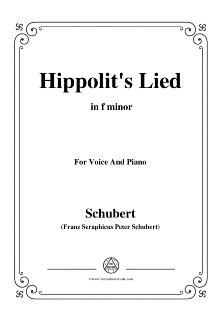 Free Sheet Music Schubert Hippolits Lied In F Minor For Voice Piano