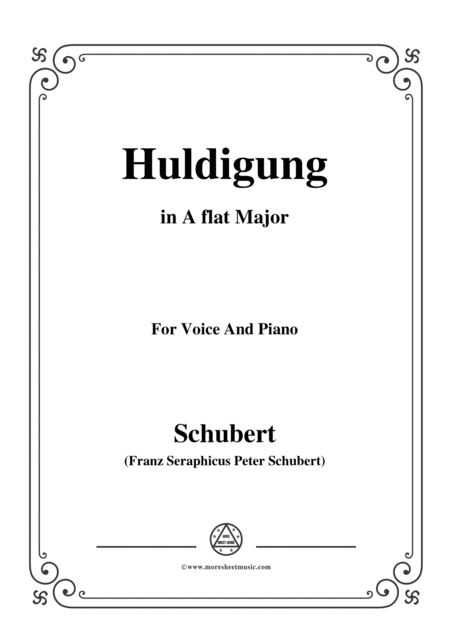 Schubert Huldigung In A Flat Major For Voice Piano Sheet Music