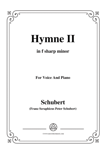 Schubert Hymne Hymn Ii D 660 In F Sharp Minor For Voice Piano Sheet Music