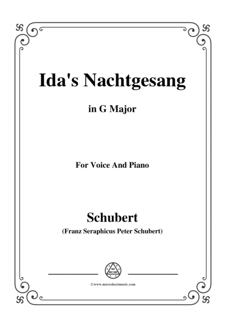 Schubert Ida Nachtgesang Idas Song To The Night D 227 In G Major For Voice Piano Sheet Music