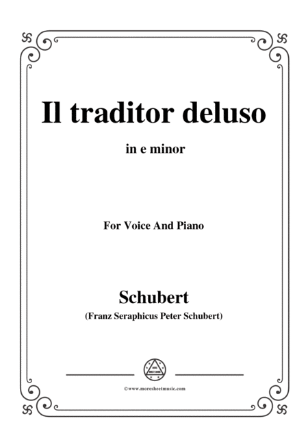 Free Sheet Music Schubert Il Traditor Deluso In E Minor For Voice And Piano