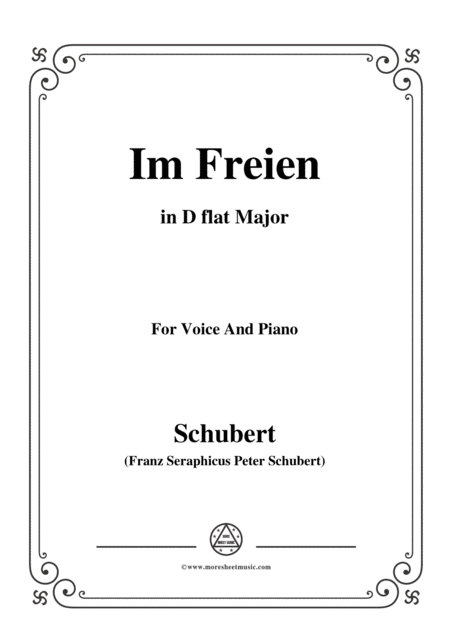 Schubert Im Freien In D Flat Major Op 80 No 3 For Voice And Piano Sheet Music