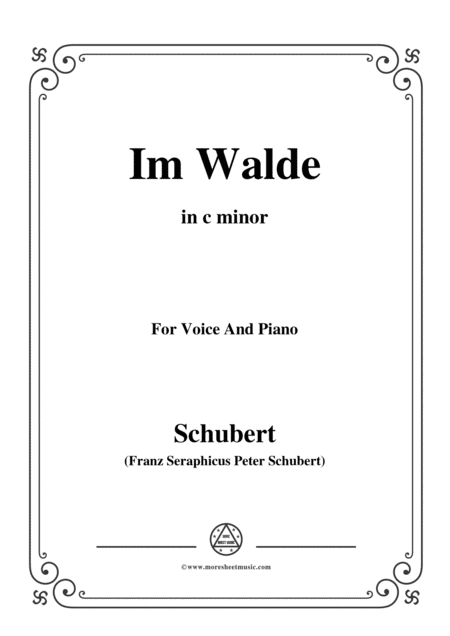 Schubert Im Walde Op 93 No 1 In C Minor For Voice Piano Sheet Music