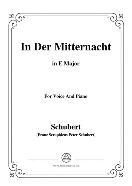Free Sheet Music Schubert In Der Mitternacht In E Major For Voice Piano