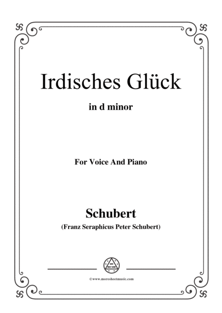 Schubert Irdisches Glck Op 95 No 4 In D Minor For Voice Piano Sheet Music