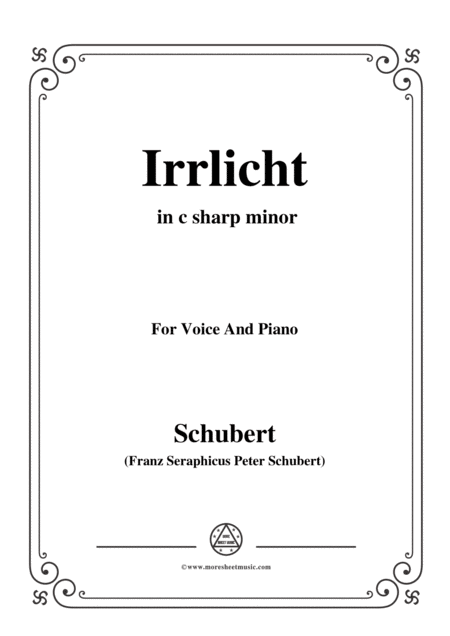 Schubert Irrlicht From Winterreise Op 89 D 911 No 9 In C Sharp Minor For Voice Piano Sheet Music