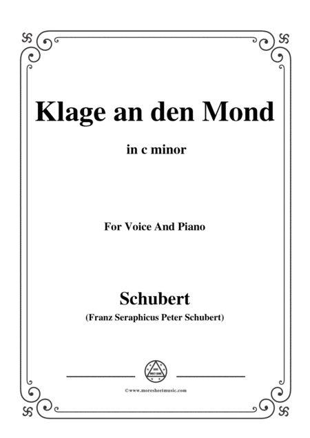 Free Sheet Music Schubert Klage An Den Mond In C Minor For Voice And Piano