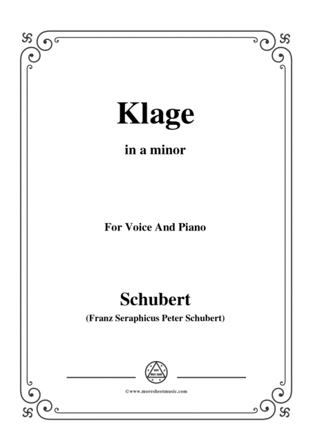 Free Sheet Music Schubert Klage In A Minor For Voice Piano