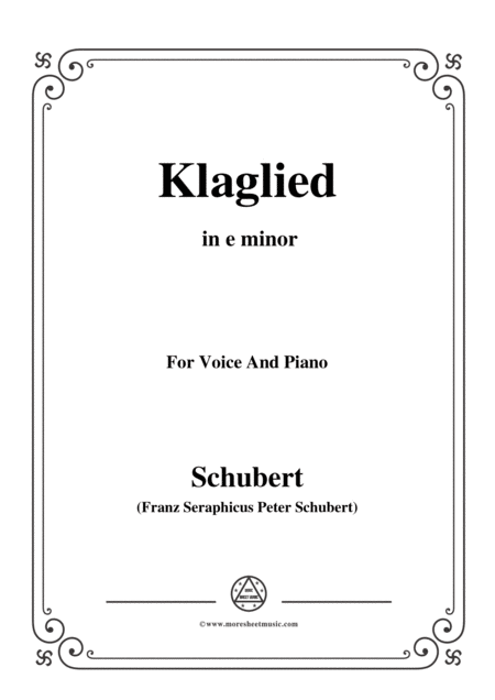 Schubert Klaglied Op 131 No 3 In E Minor For Voice Piano Sheet Music