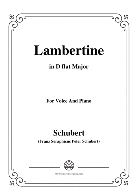 Free Sheet Music Schubert Lambertine In D Flat Major For Voice Piano