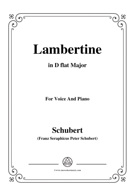 Schubert Lambertine In D Flat Major For Voice Piano Sheet Music