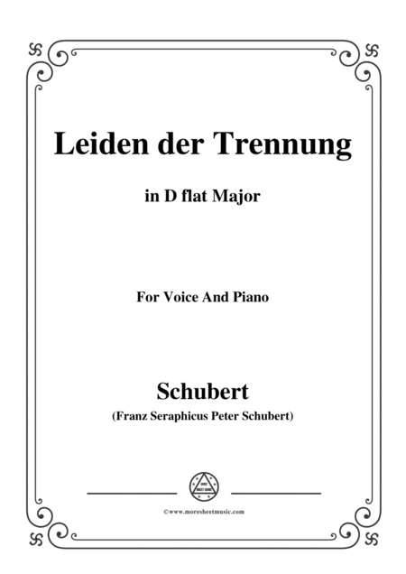 Schubert Leiden Der Trennung In D Flat Major For Voice Piano Sheet Music