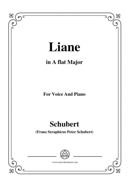 Schubert Liane In A Flat Major For Voice Piano Sheet Music