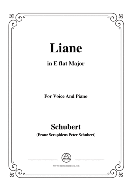 Schubert Liane In E Flat Major For Voice Piano Sheet Music