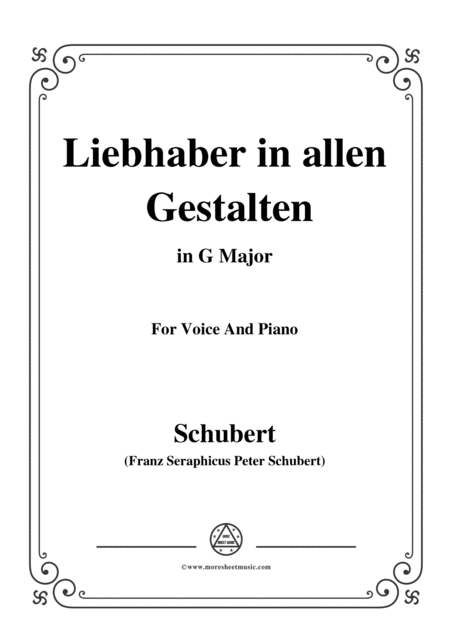 Free Sheet Music Schubert Liebhaber In Allen Gestalten In G Major For Voice Piano