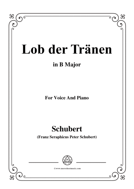 Schubert Lob Der Trnen Op 13 No 2 In B Major For Voice Piano Sheet Music