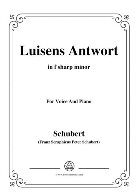 Schubert Luisens Antwort In F Sharp Minor For Voice Piano Sheet Music