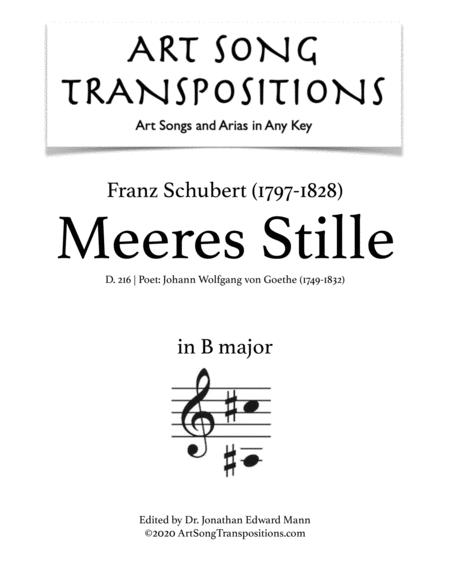 Schubert Meeres Stille D 216 Transposed To B Major Sheet Music