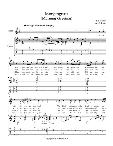 Free Sheet Music Schubert Morgengruss For Voice And Guitar