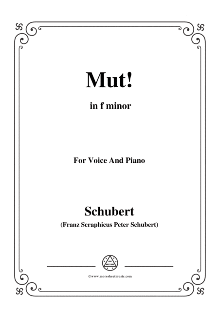 Free Sheet Music Schubert Mut From Winterreise Op 89 D 911 No 22 In F Minor For Voice Piano