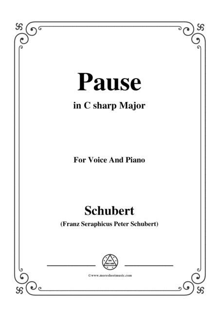 Schubert Pause From Die Schne Mllerin Op 25 No 12 In C Sharp Major For Voice Piano Sheet Music