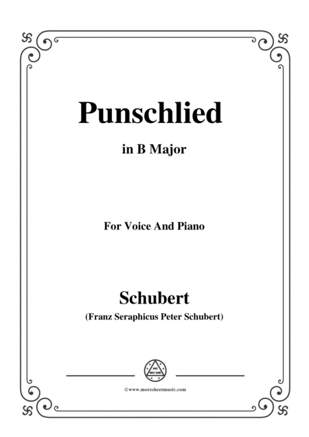 Schubert Punschlied Duet In B Major For Voice And Piano Sheet Music