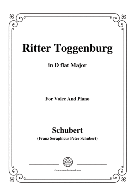 Schubert Ritter Toggenburg In D Flat Major For Voice Piano Sheet Music