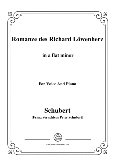 Free Sheet Music Schubert Romanze Des Richard Lwenherz Op 86 D 907 In A Flat Minor For Voice Piano