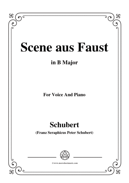 Schubert Scene Aus Faust In B Major For Voice Piano Sheet Music