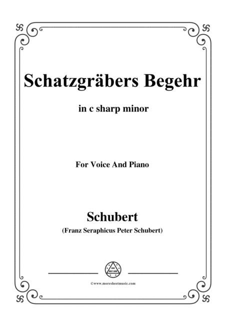 Schubert Schatzgrbers Begehr Op 23 No 4 In C Sharp Minor For Voice Piano Sheet Music