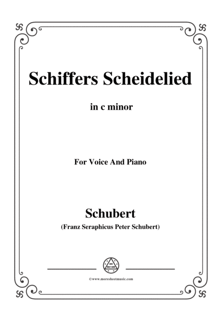 Schubert Schiffers Scheidelied In C Minor For Voice And Piano Sheet Music